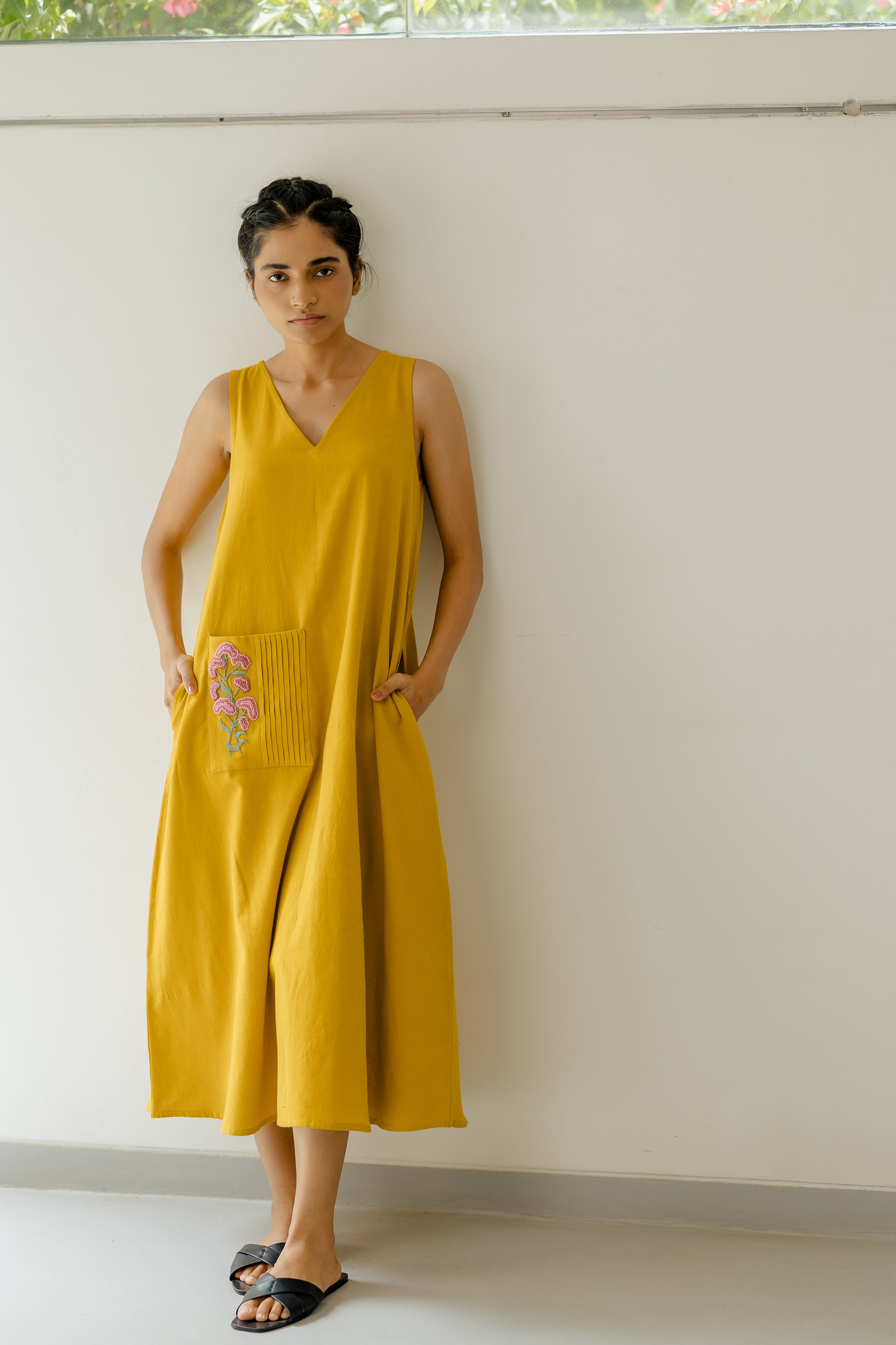 Mustard yellow clearance a line dress